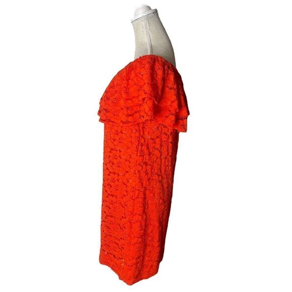 Trina Turk Off the Shoulder Lace Mini Dress in Tangerine - Picture 9 of 16